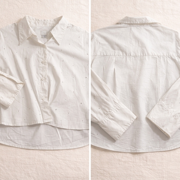 a new day Tops - A New Day White Eyelet Button-Down Blouse
